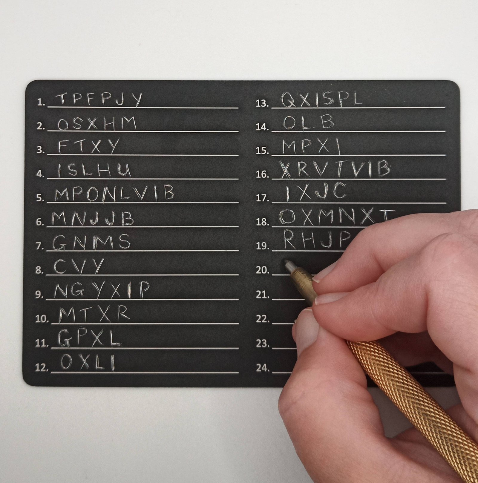 Hand engraving encryptoshield plate